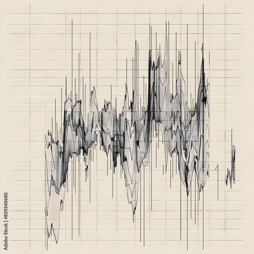 Poster minimalist line art of a index chart on graph paper