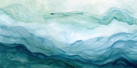 Obraz premium Abstract Blue and Green Watercolor Painting