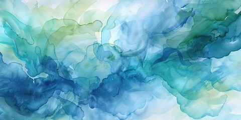 Abstract Blue and Green Watercolor Painting