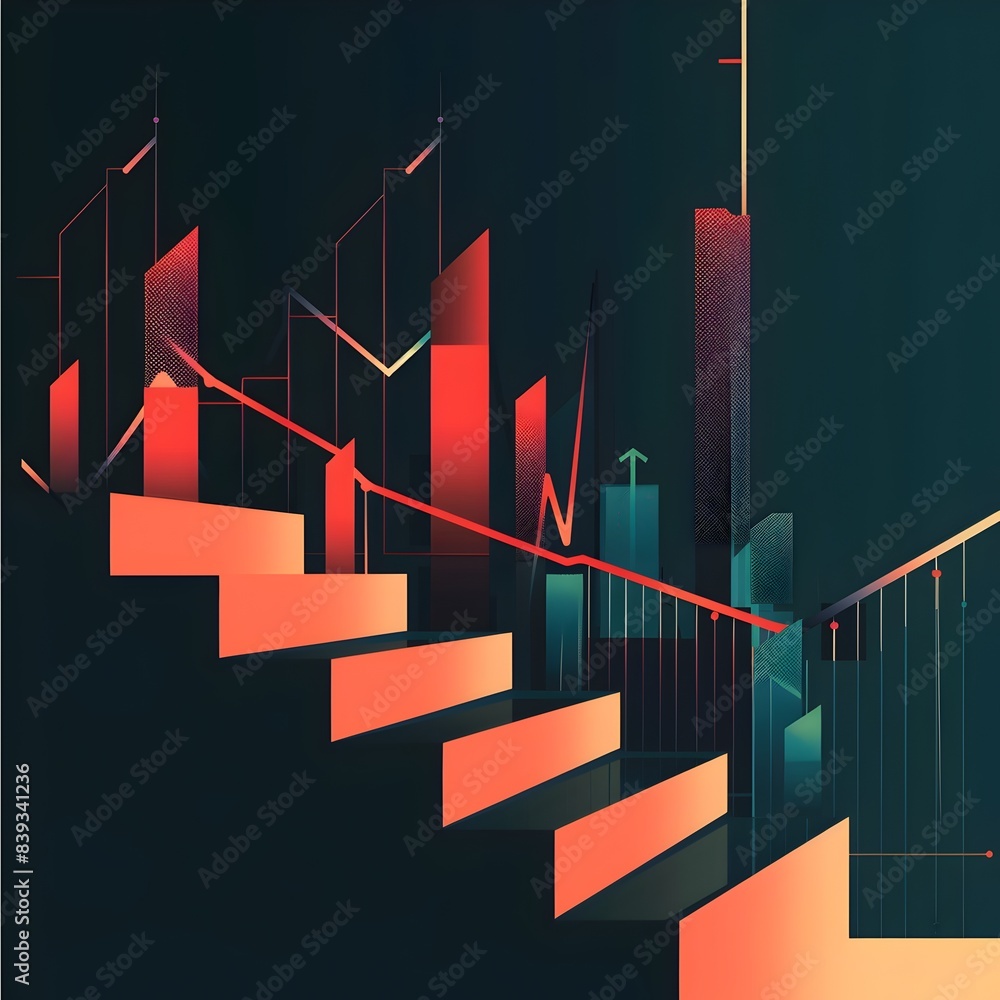 Poster stylized of evolving financial data visualization