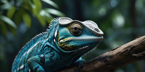 Obraz premium photo Exotic Reptile of chameleon with various colors of nature
