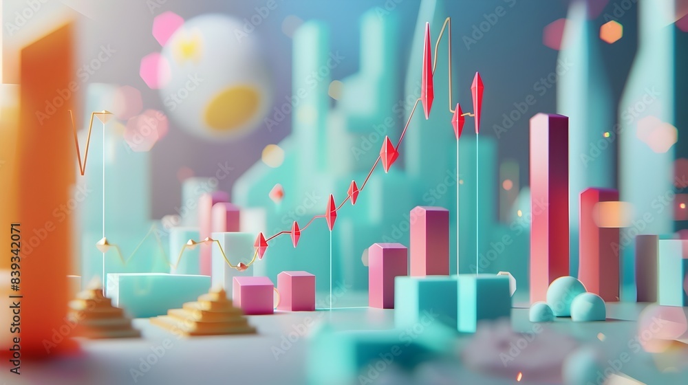 Poster dynamic 3d rendered motion graphic illustrating market cap weighting in a index