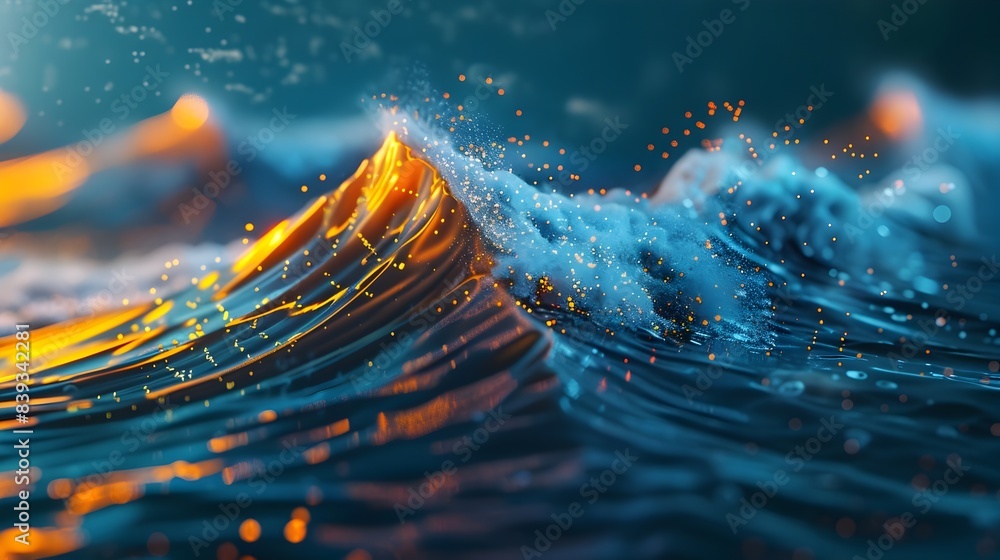 Poster conceptual 3d of a index as a dynamic wave with market sentiment
