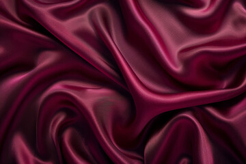 Fototapeta premium Luxurious maroon silk fabric with delicate folds creating an elegant and rich texture. Perfect for backgrounds, textile designs, and luxury themes.