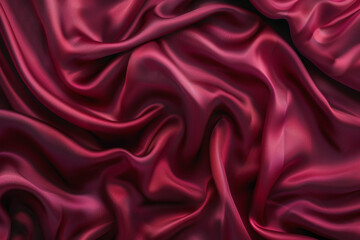 Obraz premium Elegantly flowing red satin fabric creating luxurious folds and textures, perfect for backgrounds, designs, and creative projects.