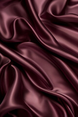 Obraz premium Elegant maroon silk fabric with smooth folds and rich texture, creating a luxurious and sophisticated background perfect for design and decoration.