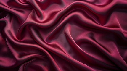 Obraz premium Luxurious red satin fabric with elegant folds creating a sensual and sophisticated texture, perfect for backgrounds, fashion, and interior design concepts.