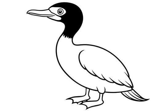 recommend clip art: cormorant bird line art silhouette vector illustration