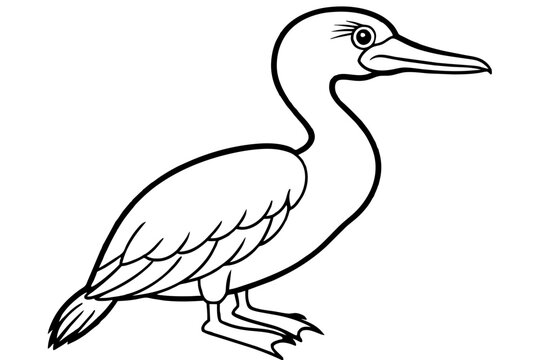 recommend clip art: cormorant bird line art silhouette vector illustration
