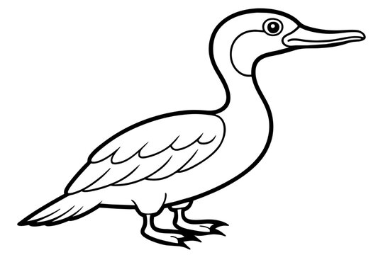 recommend clip art: cormorant bird line art silhouette vector illustration