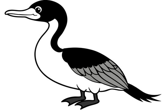 recommend clip art: cormorant bird line art silhouette vector illustration