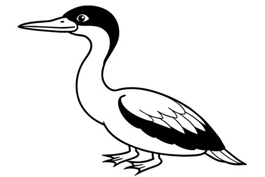 recommend clip art: cormorant bird line art silhouette vector illustration