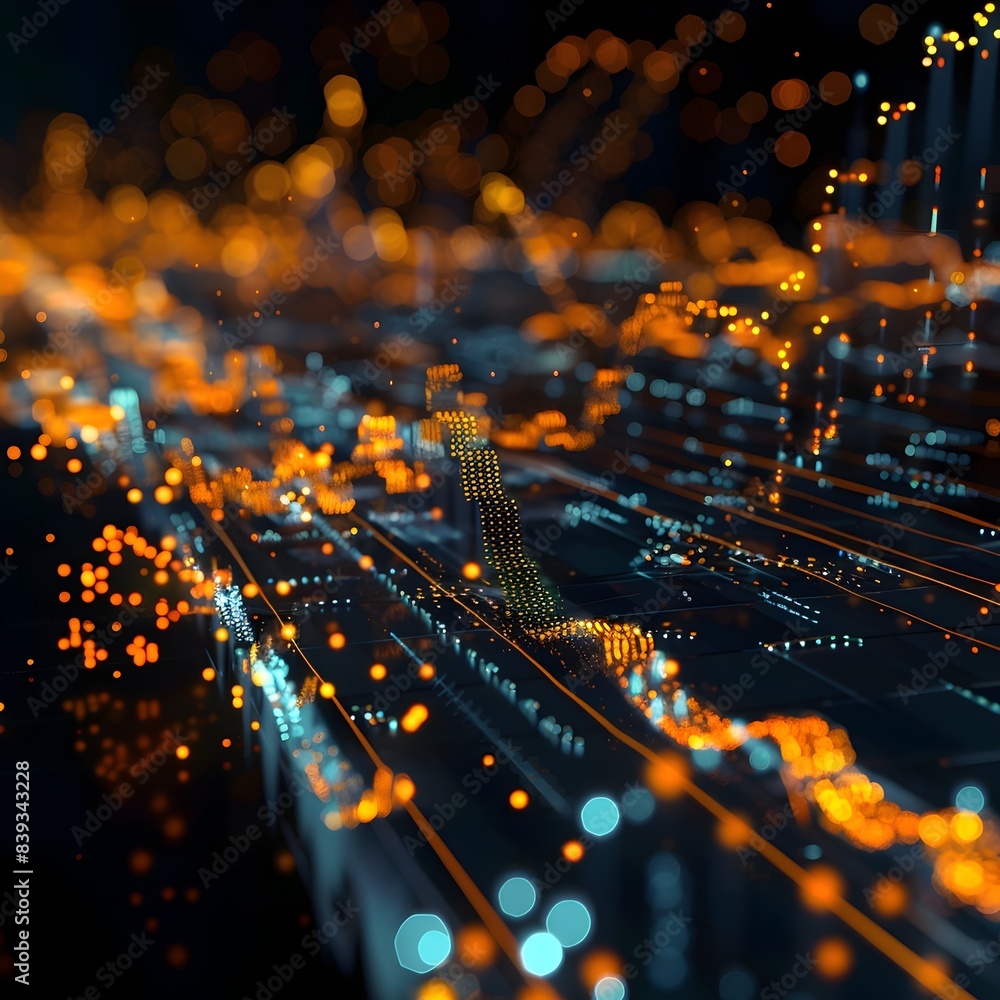Poster futuristic digital network visualization of index rebalancing process