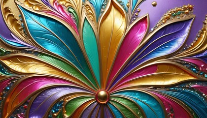 Multicolor abstract leafs oil paint