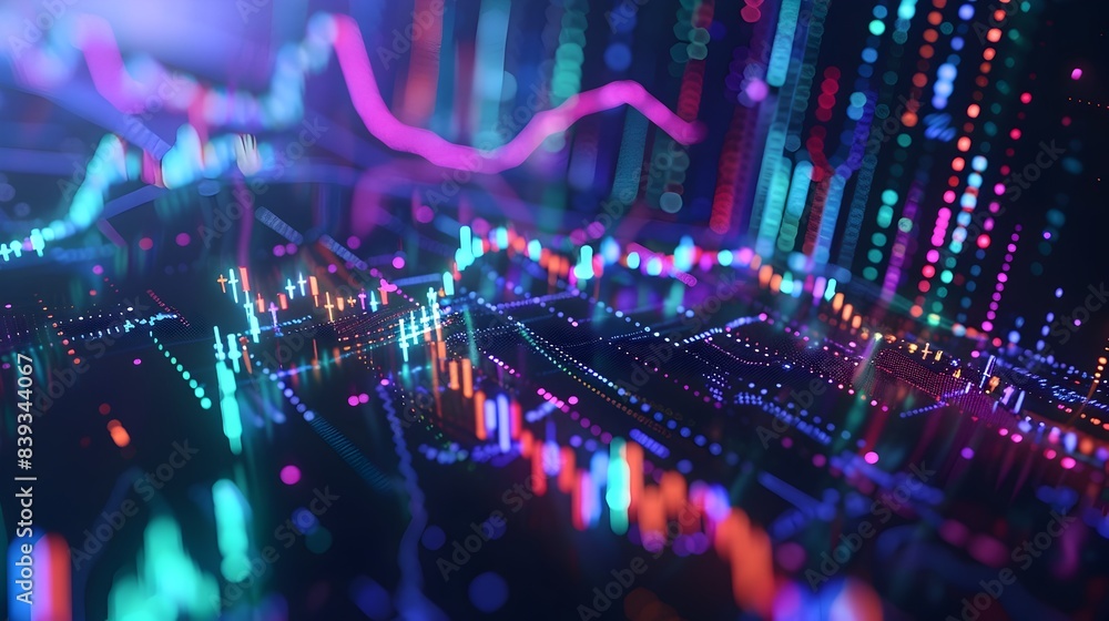 Poster dynamic 3d rendered motion graphic of market breadth visualization within index
