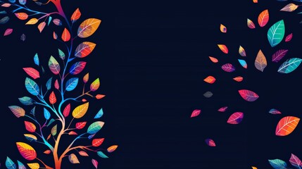 Obraz premium Ornamental vector tree with colorful leaves, suitable for festive occasions Seamless Pattern