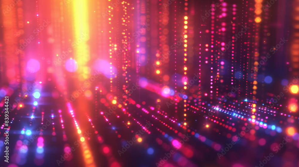 Poster abstract neon light trails creating a vibrant, futuristic background with a spectrum of colorful glo