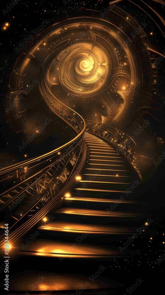 Poster an image of a staircase with symbols of education and achievement on the steps to highlight the asce