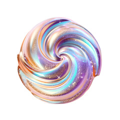 Holographic flowing liquid swirl isolated on transparent background