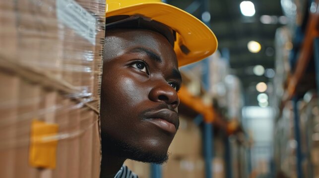 Warehouse worker in the foreground generative ai
