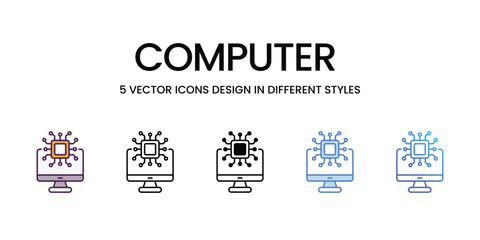 Computer icons vector set stock illustration.