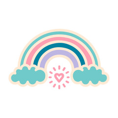 Rainbow with heart in the sky. Rainbow vector illustration