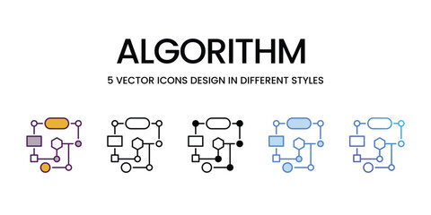 Algorithm icons vector set stock illustration.