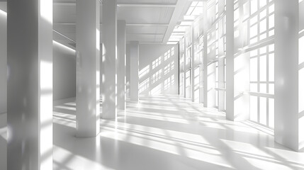 3d white futuristic outdoor environment with shades in daylight 