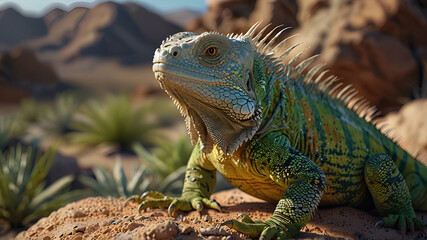 Fototapeta premium photo Exotic Reptile of iguana with various colors of nature