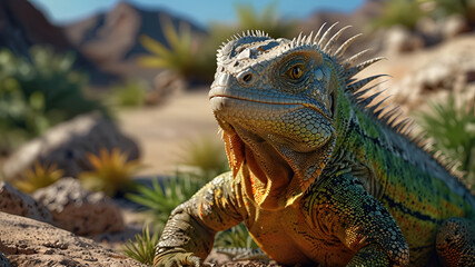 photo Exotic Reptile of iguana with various colors of nature