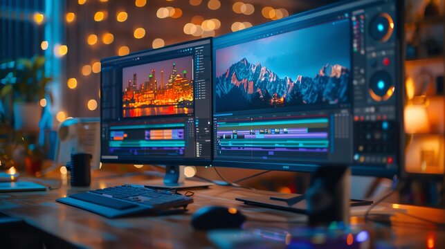 Creative cloud software being used for graphic design, vibrant and dynamic interface, modern and productive workspace