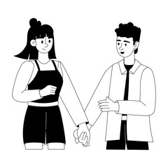 Get this glyph illustration of an interracial couple 