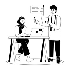 Easy to edit glyph illustration of diversity training 