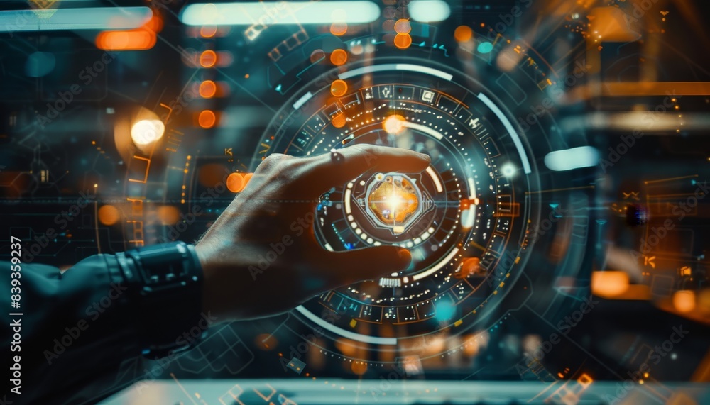 Aufkleber AIdriven process mapping software, focus on, automation in business, futuristic, overlay, tech workspace backdrop