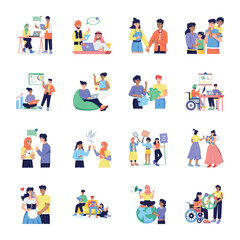 Collection of Multicultural People Flat Illustrations 

