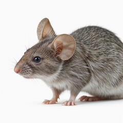 Gray common house mouse isolated on white background