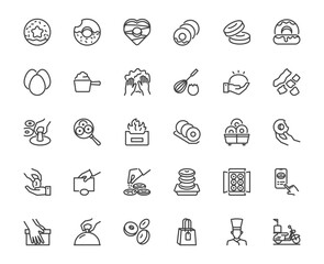 Donut making icon set