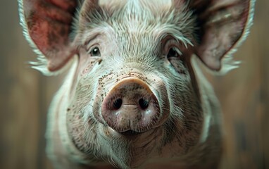 Fototapeta premium A close-up portrait of a pigs snout