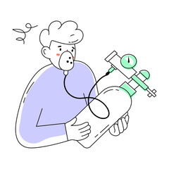 Check out doodle mini illustration of oxygen cylinder 