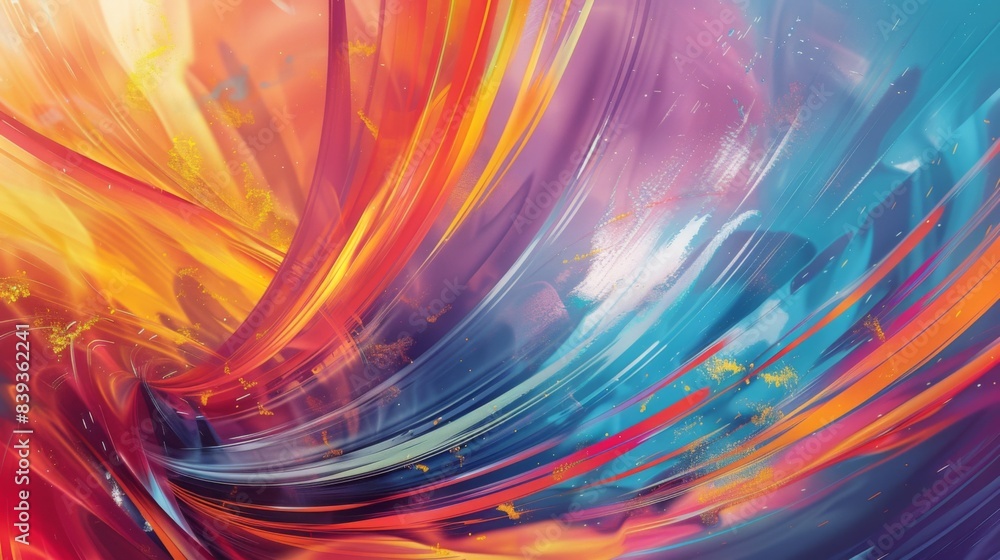 Wall mural abstract background with a burst of bright colors and dynamic lines, conveying energy and excitement