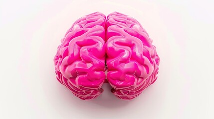 Fototapeta premium vibrant pink brain isolated on white background 3d render of human anatomy and neuroscience concept