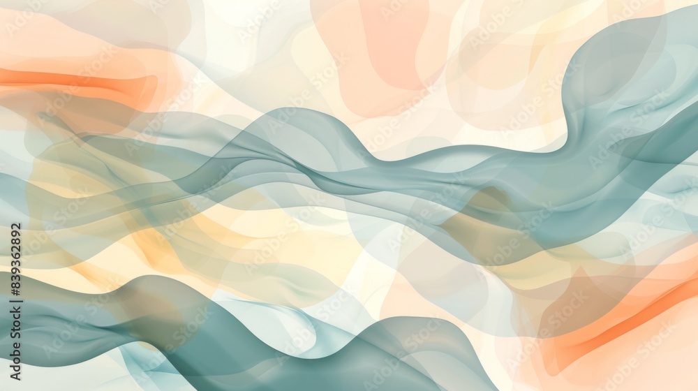 Poster abstract background with flowing, organic shapes in a soothing color palette, evoking a sense of cal