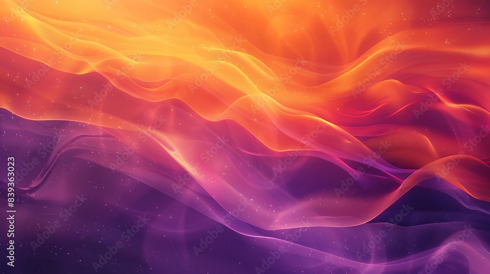 Poster vibrant purple and orange gradient background with glowing color waves and grainy texture abstract b