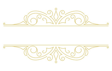 Vintage frame, text separator line classical baroque edge golden lines graphic elements