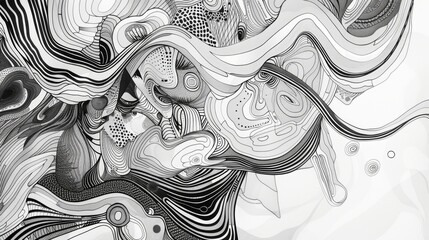 Obraz premium An abstract line drawing with flowing, interconnected shapes and patterns, creating a visually engaging and dynamic composition