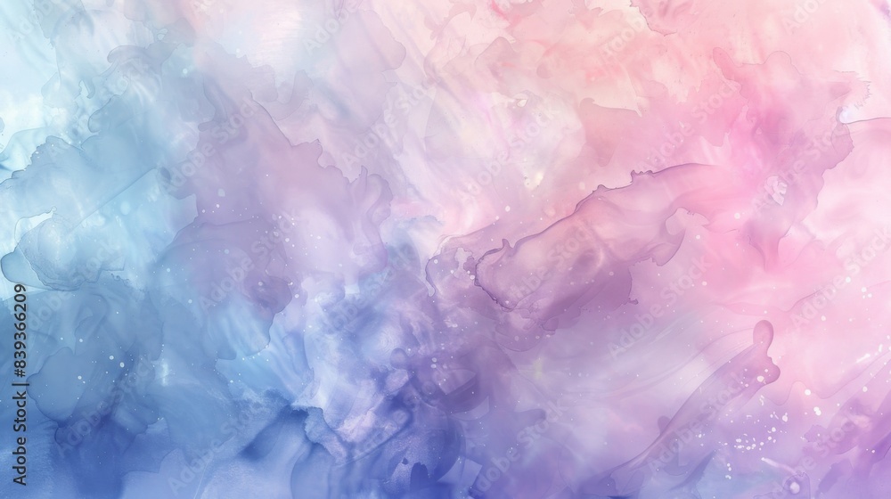 Aufkleber an abstract watercolor background with soft, blended hues in pastel colors, creating a calm and arti