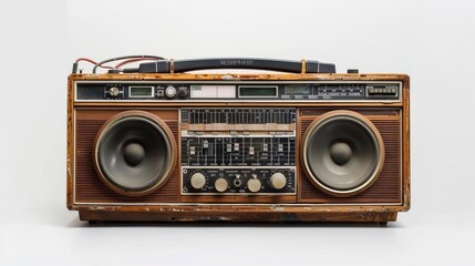 vintage 1980s boombox radio isolated on white hip hop culture high resolution