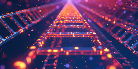 Fototapeta premium The Glowing Ladders of the Metaverse: A maze of interconnected digital worlds, stretching toward the infinite.