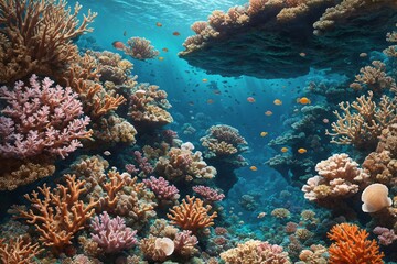 Obraz premium A pattern of intricate seashells and coral reefs, capturing the wonders of the underwater world.