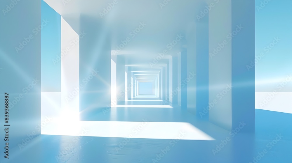Poster futuristic architectural corridor with minimalist color gradient